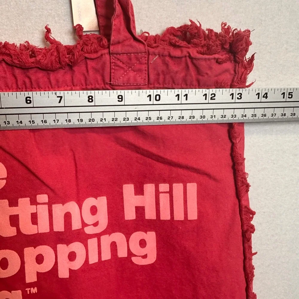 The Notting Hill Shopping Bag Tote Unisex OS Pink Frayed Edge Canvas Puff Print